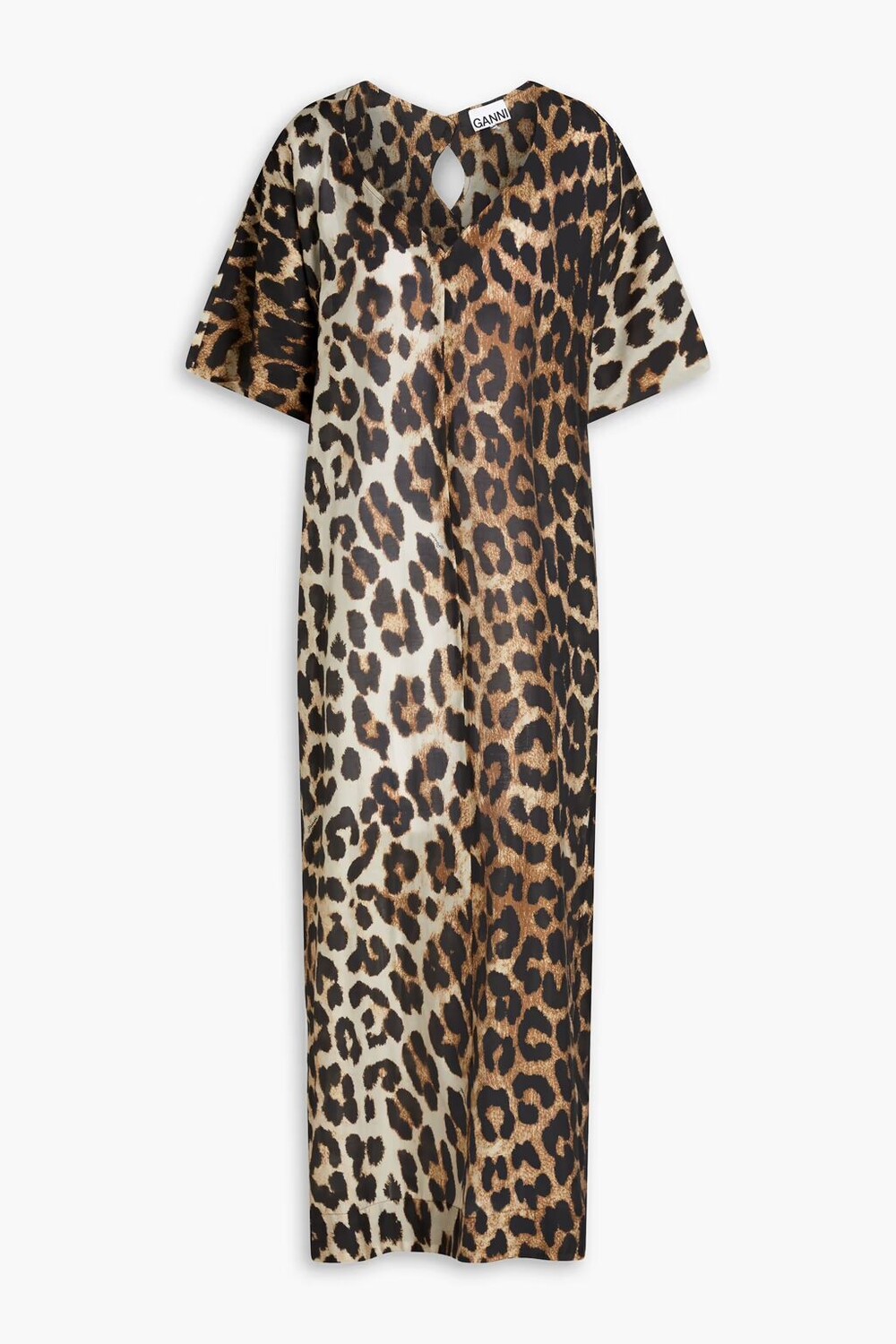 

Платье миди из вуали с леопардовым принтом Tencel Ganni, цвет Animal print