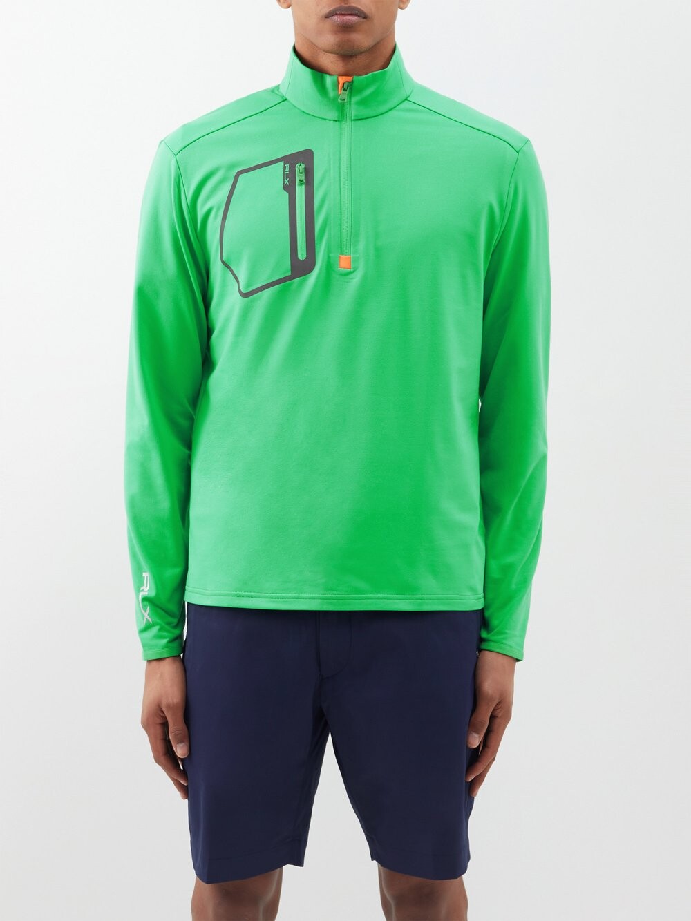 

Топ из джерси с молнией на четверть и длинными рукавами Polo Ralph Lauren, зеленый