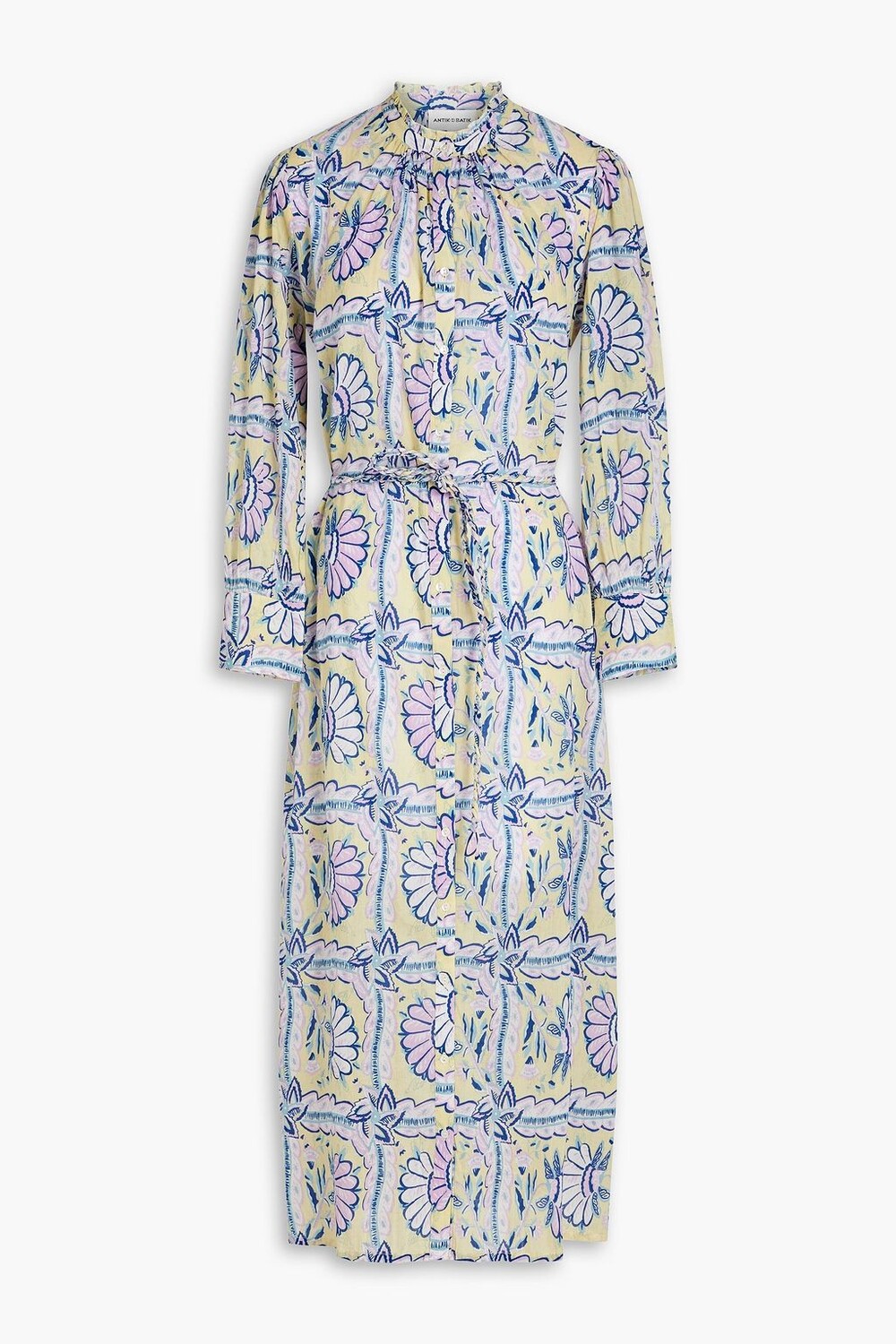 

Платье-рубашка миди из хлопковой вуали с принтом Hupa ANTIK BATIK, желтый
