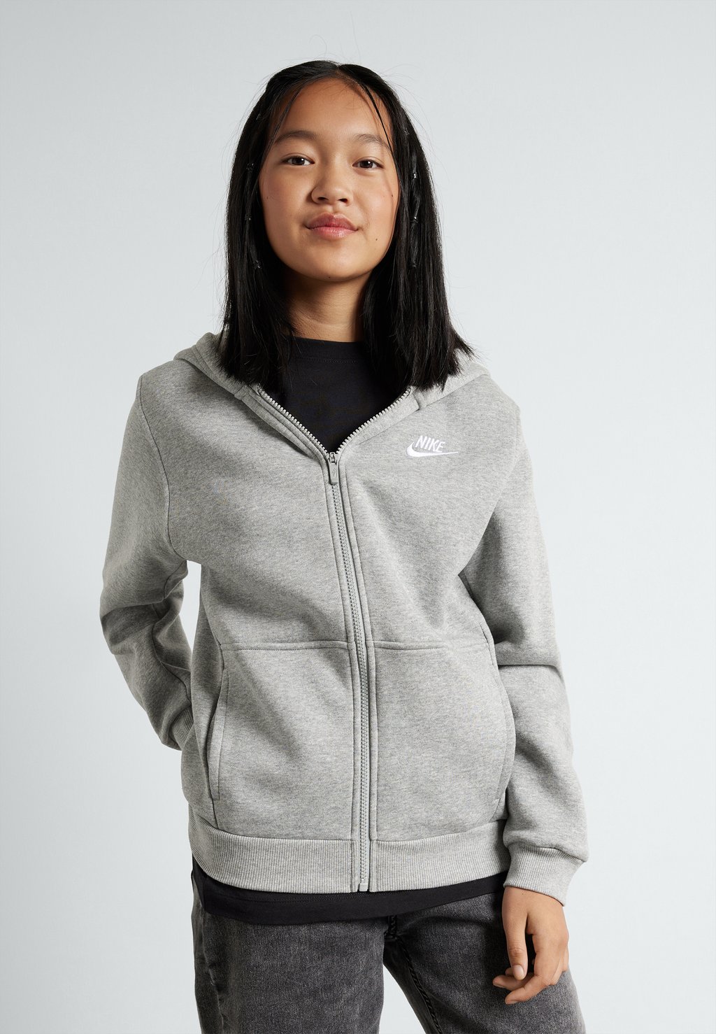 Толстовка на молнии Club Unisex Nike, цвет dark grey heather/base grey/white