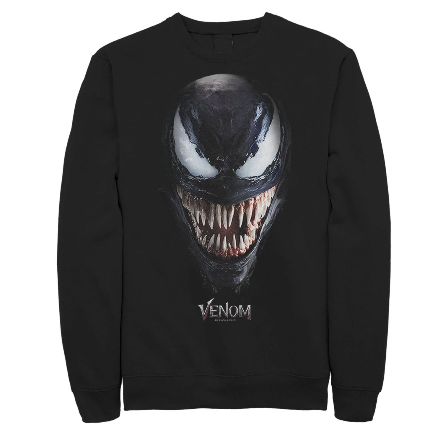 Мужской флисовый пуловер с рисунком Marvel Venom Big Face Up Close Grin