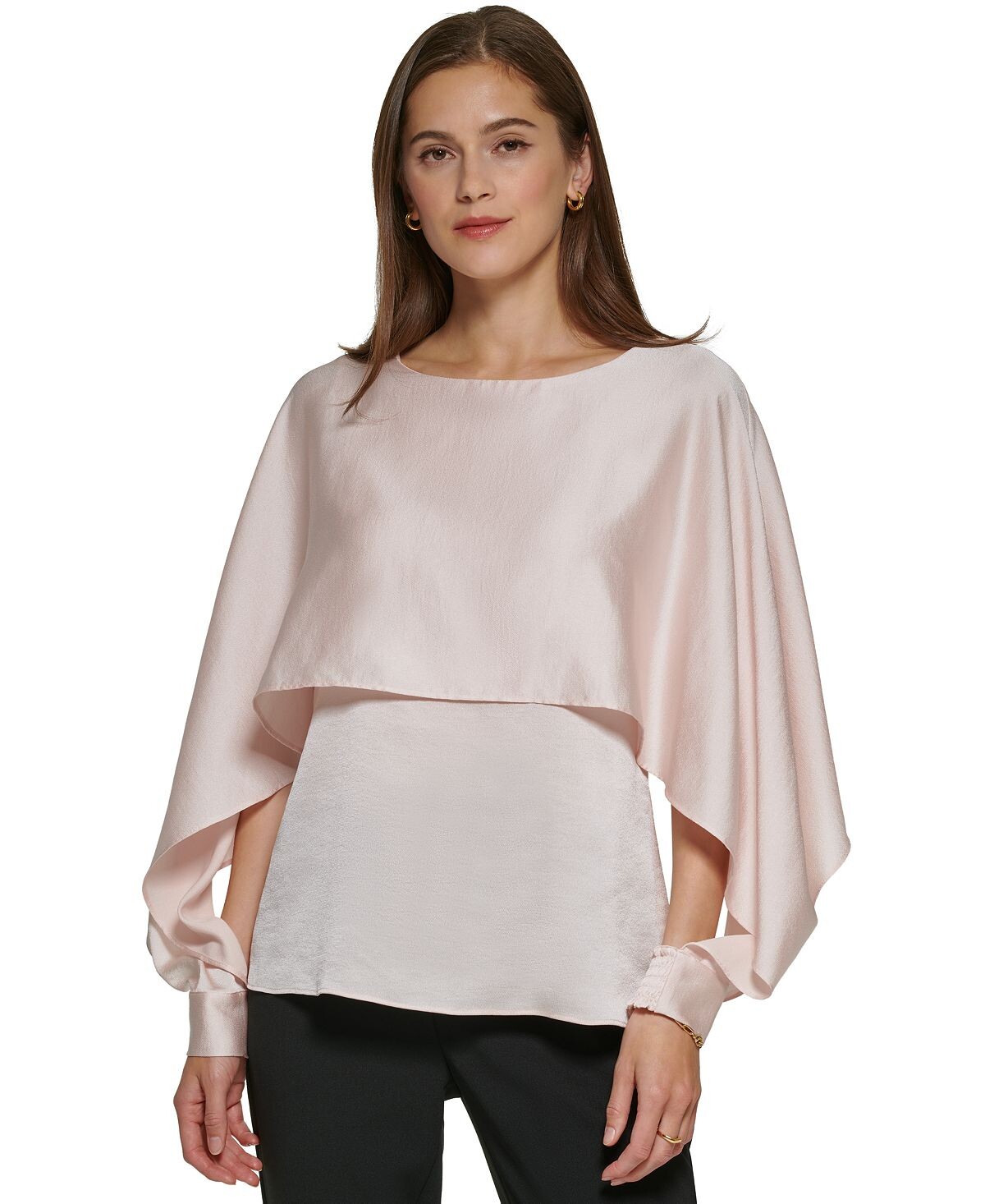 

Женский топ с круглым вырезом и накидкой DKNY