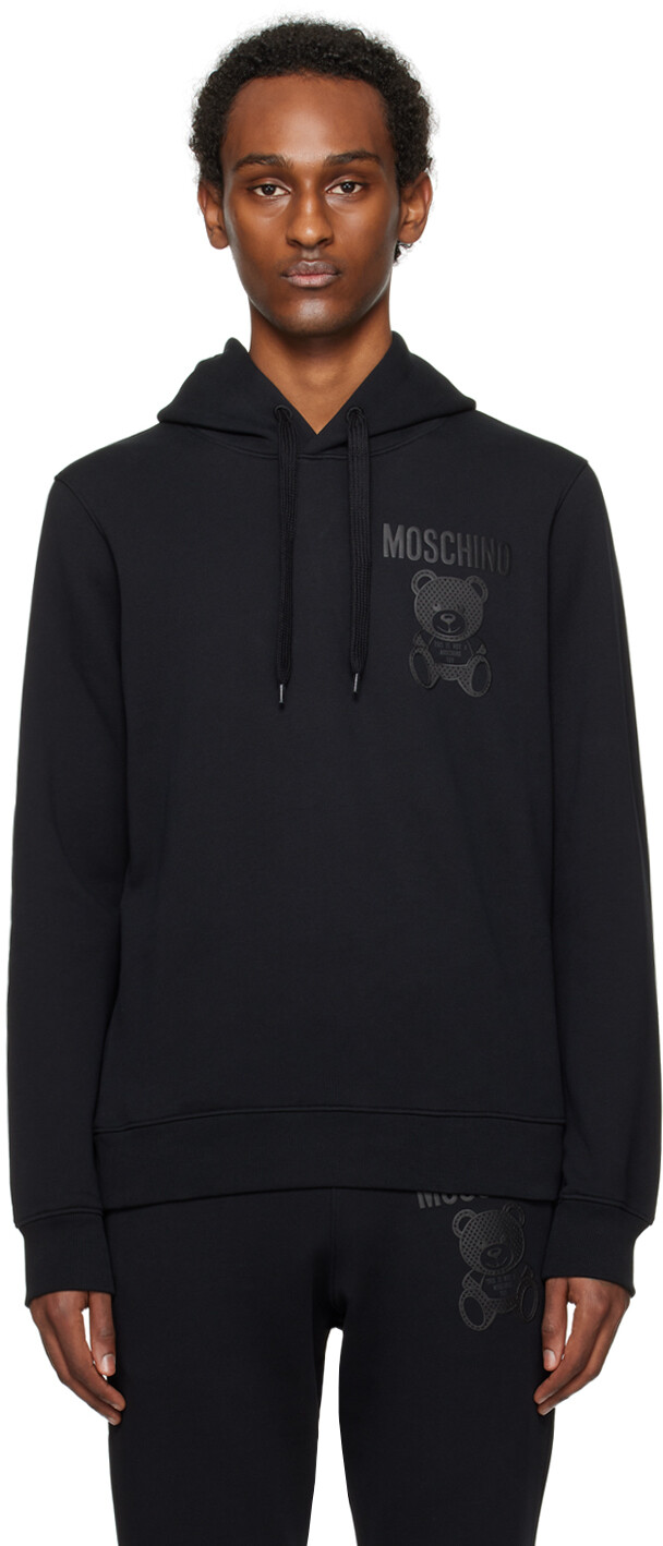 

Черная сетчатая худи Тедди Moschino