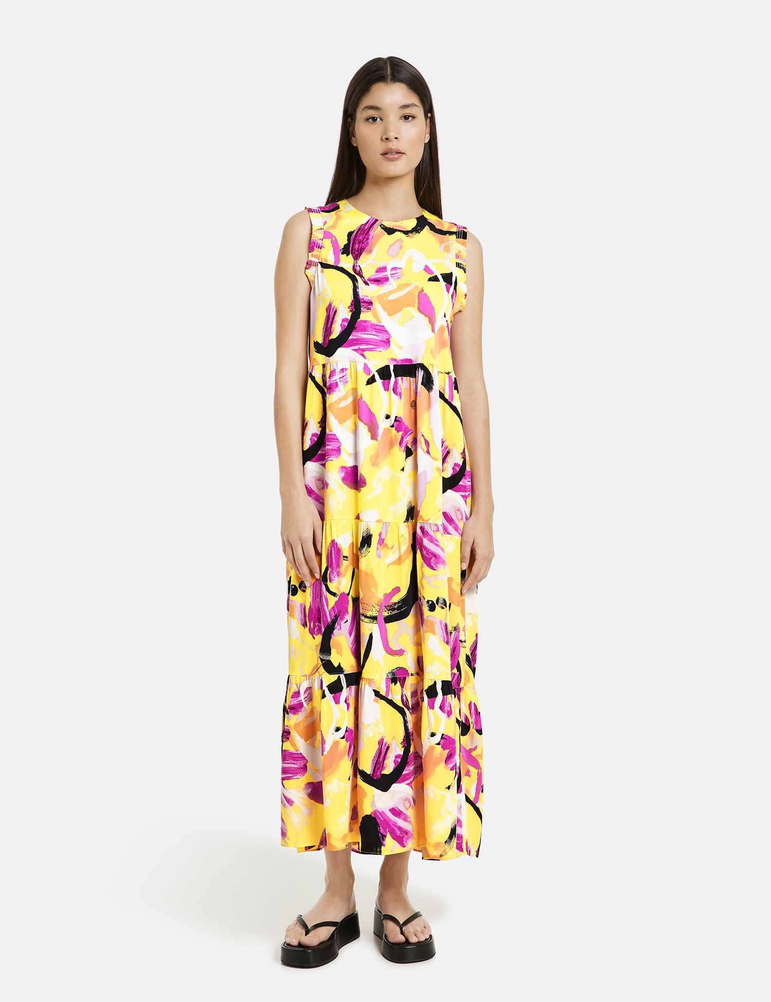 Платье TAIFUN Langarm kurz, цвет Fresh Lemon gemustert блуза taifun ohne arm цвет fresh lemon gemustert