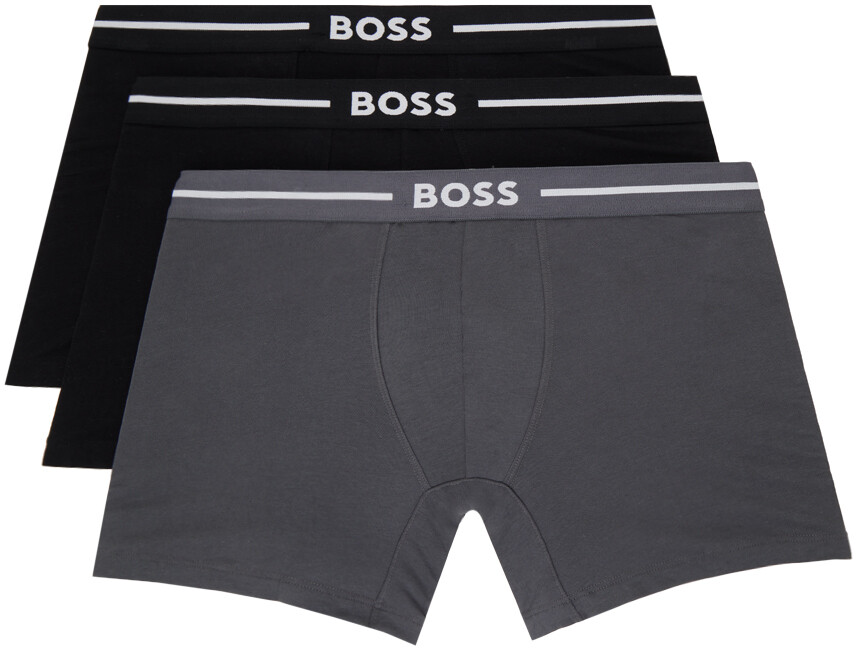 

Комплект из трех черно-серых боксеров Boss