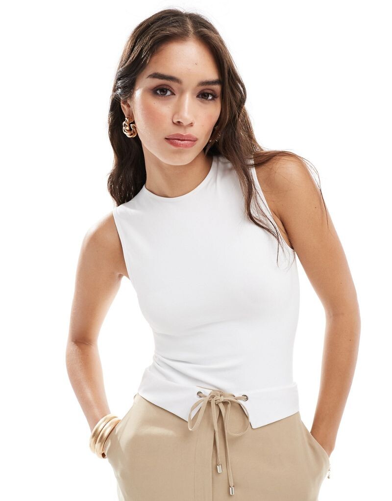 ASOS DESIGN – белое бесшовное боди без рукавов