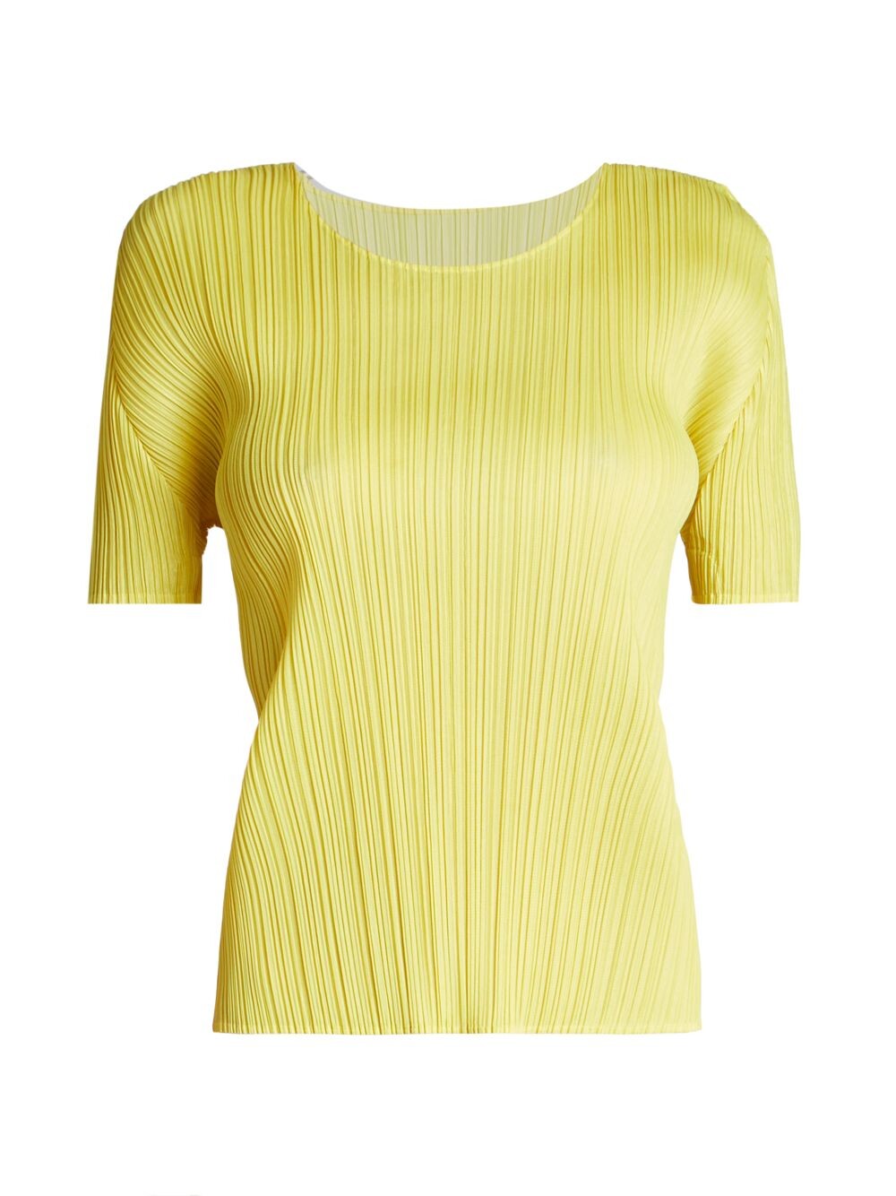 

Плиссированный топ с короткими рукавами Pleats Please Issey Miyake, желтый