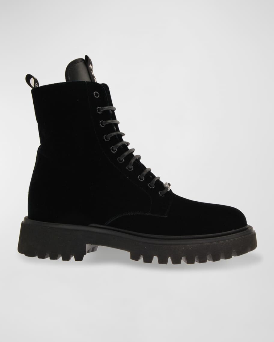 

Мужские бархатные армейские ботинки Lug Sole John Galliano Paris