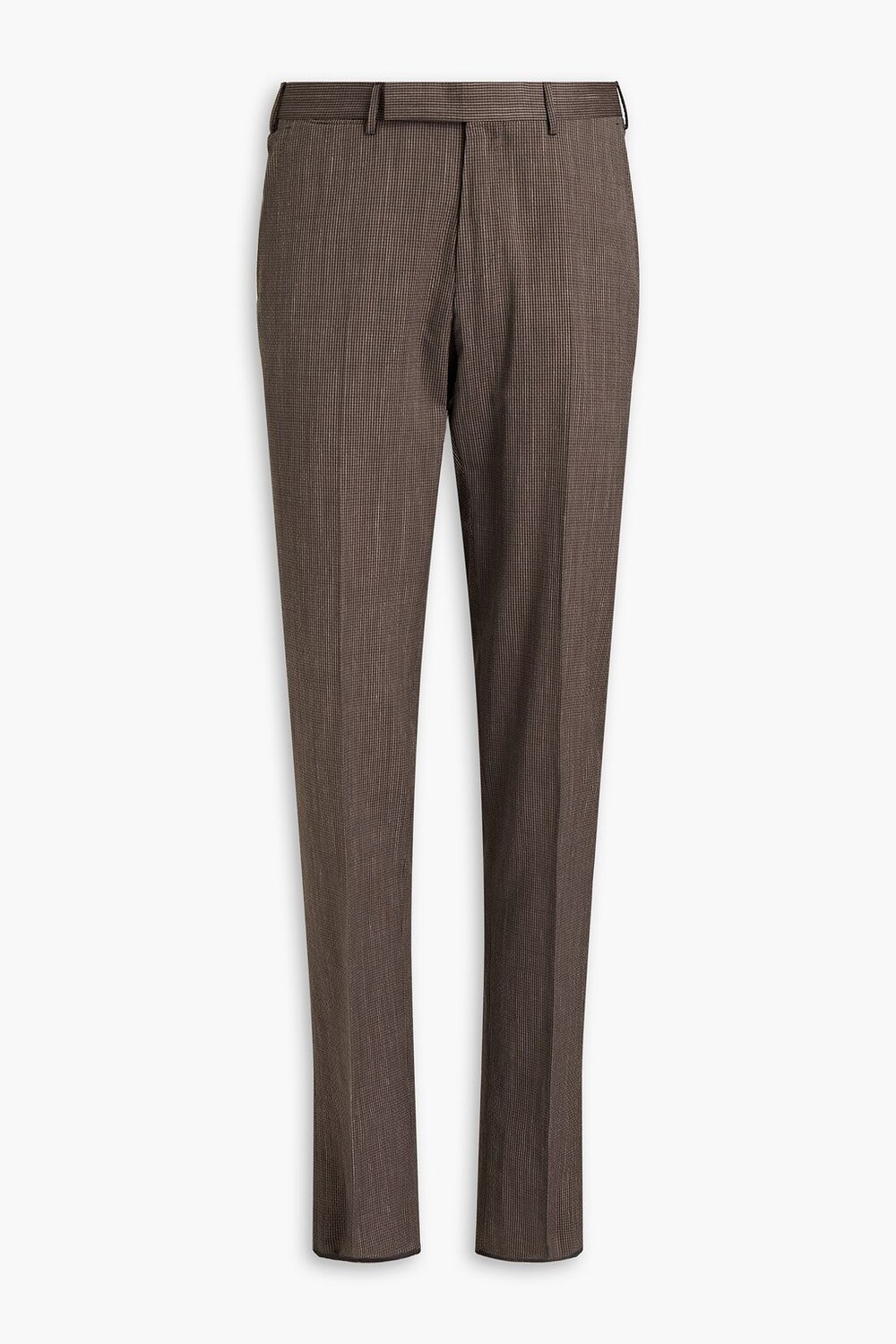 

Костюмные брюки из сирсакера узкого кроя в клетку в клетку ZEGNA, шоколад
