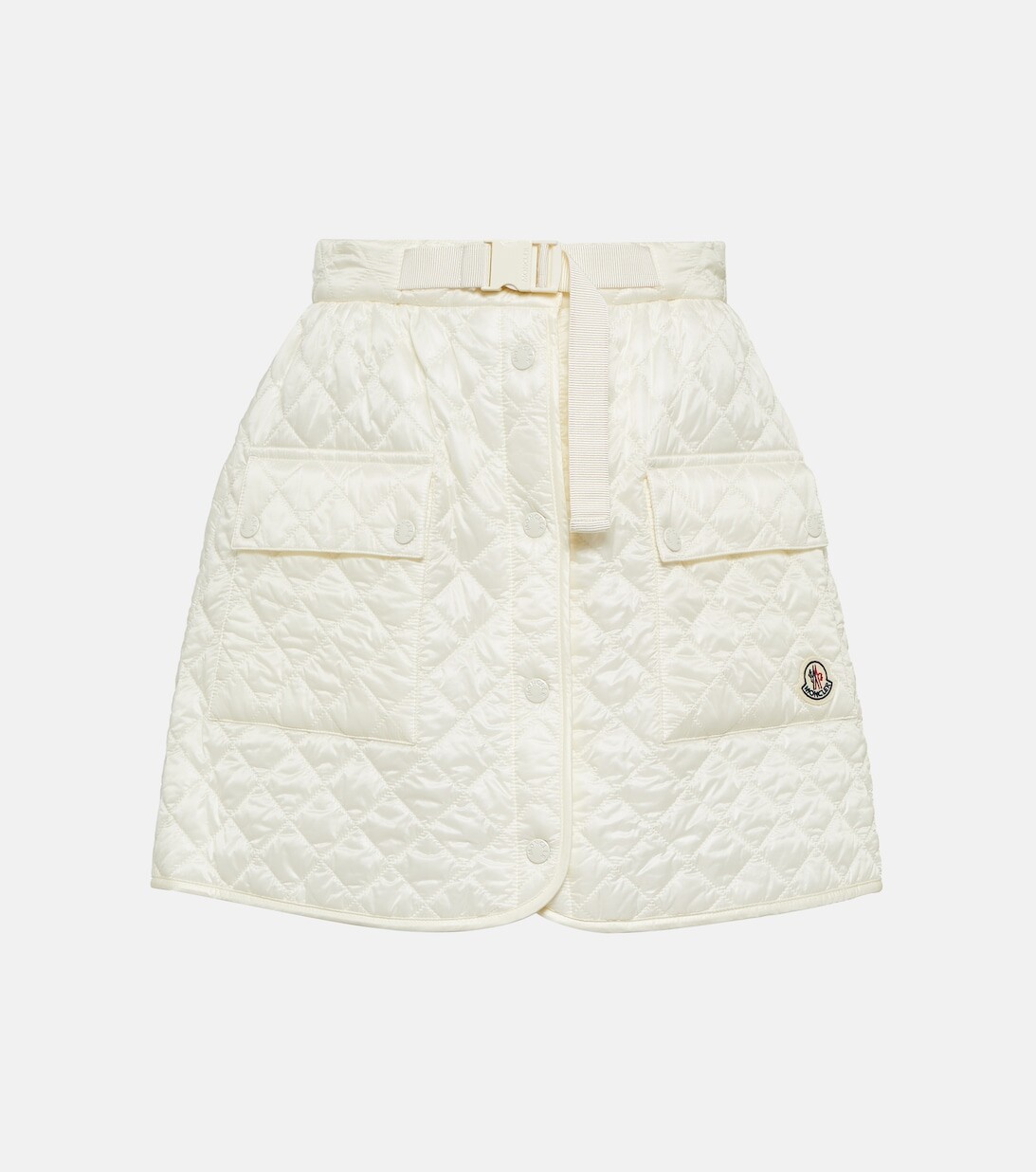 

Стеганая мини-юбка с запахом MONCLER, белый