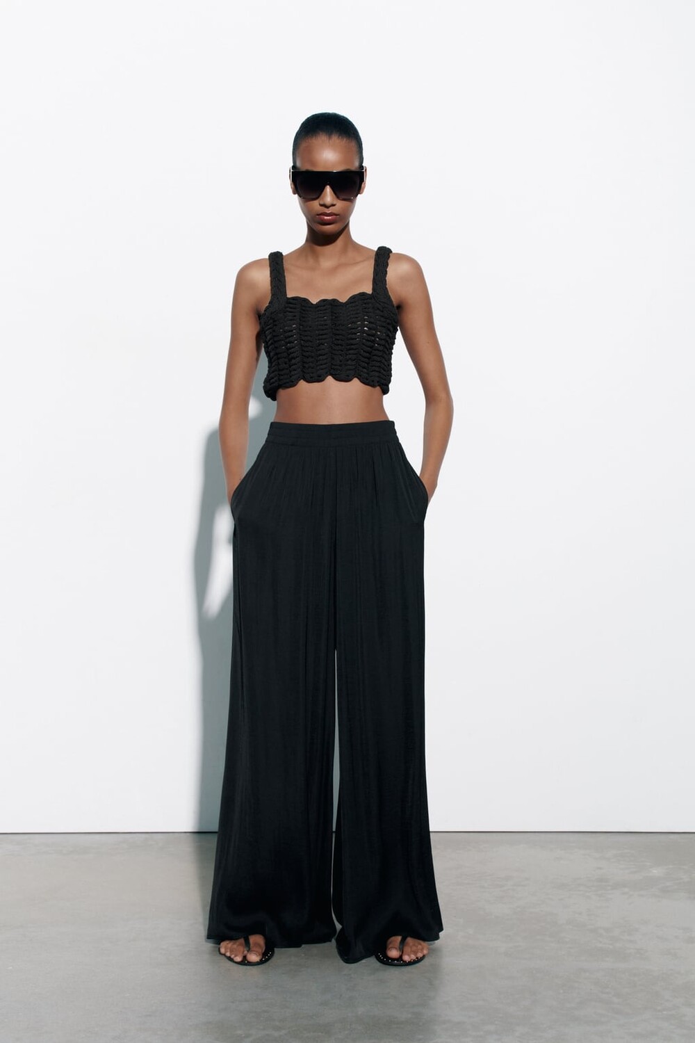 

Широкие брюки ZARA, черный