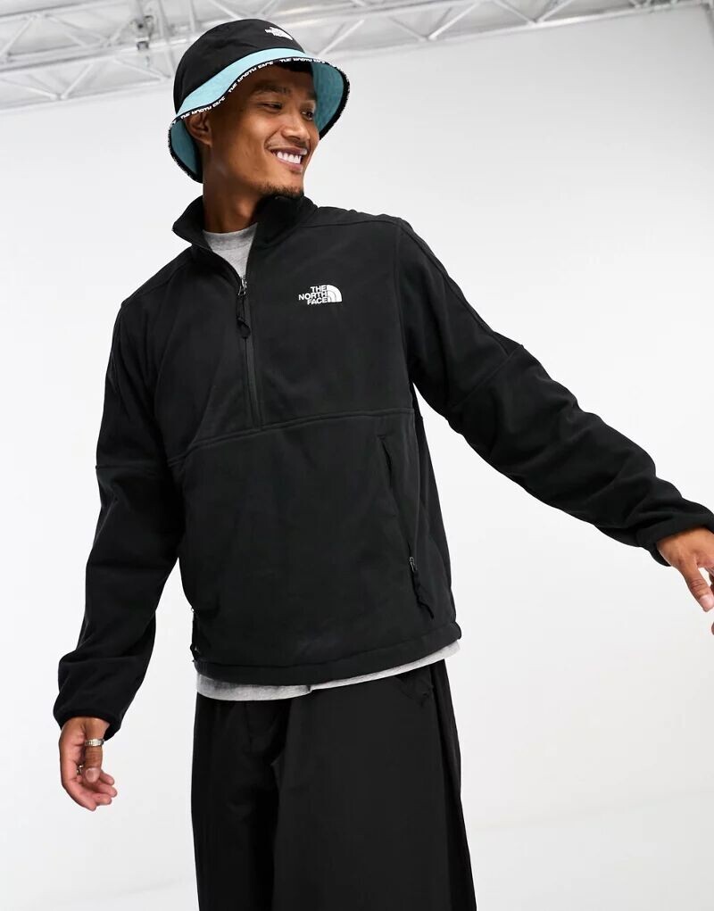 

Черная флисовая толстовка из плотного флиса The North Face Polartec 100 с короткой молнией 1/4