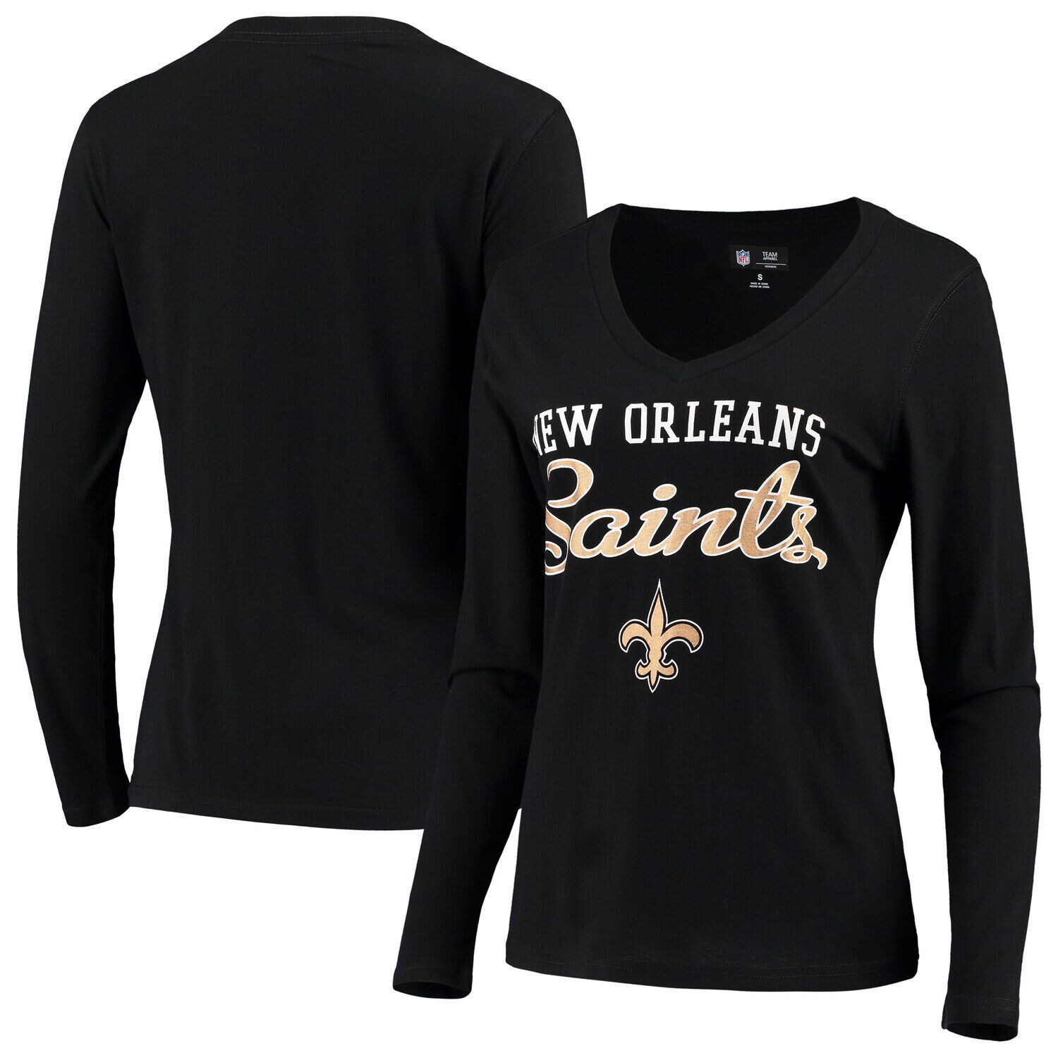 

Женская черная футболка G-III 4Her by Carl Banks New Orleans Saints Post Season с длинными рукавами и v-образным вырезом G-III, Черный