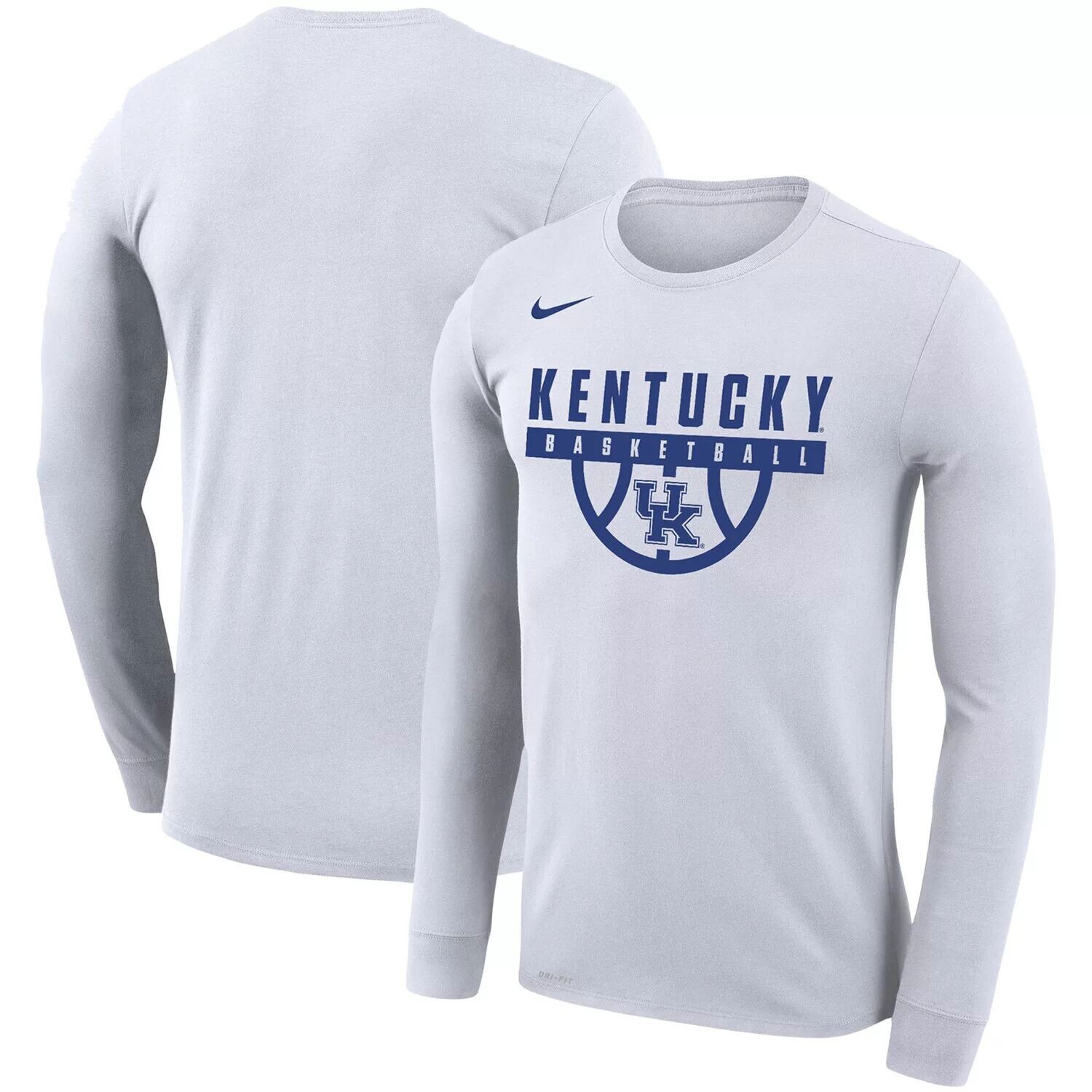 

Мужская белая футболка Kentucky Wildcats Basketball Drop Legend с длинными рукавами Nike, Белый