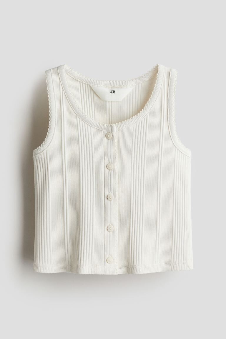 

Рубашка из хлопкового трикотажа H&M, белый
