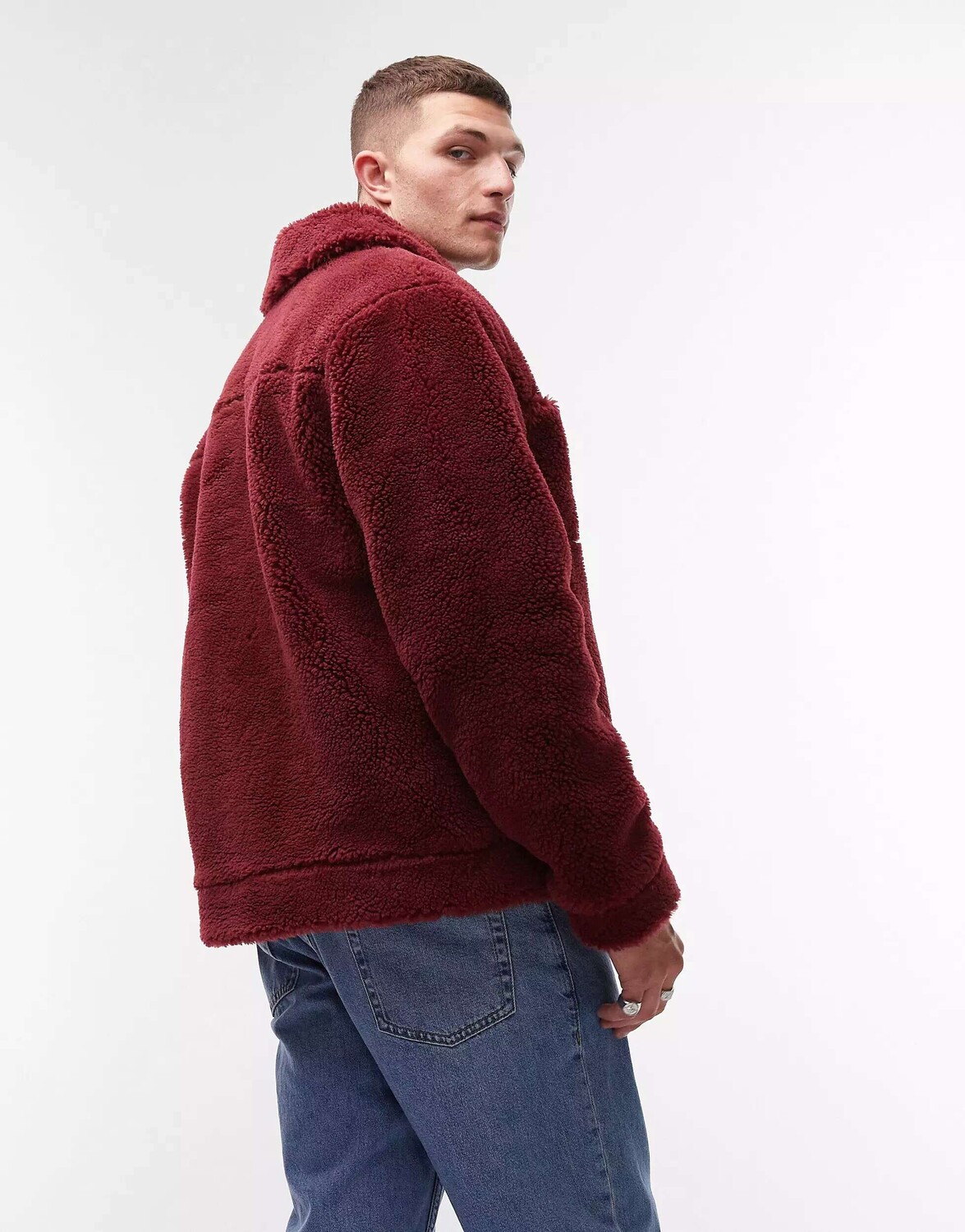 

Бордовая куртка в стиле вестерн из искусственного меха Topman, Красный