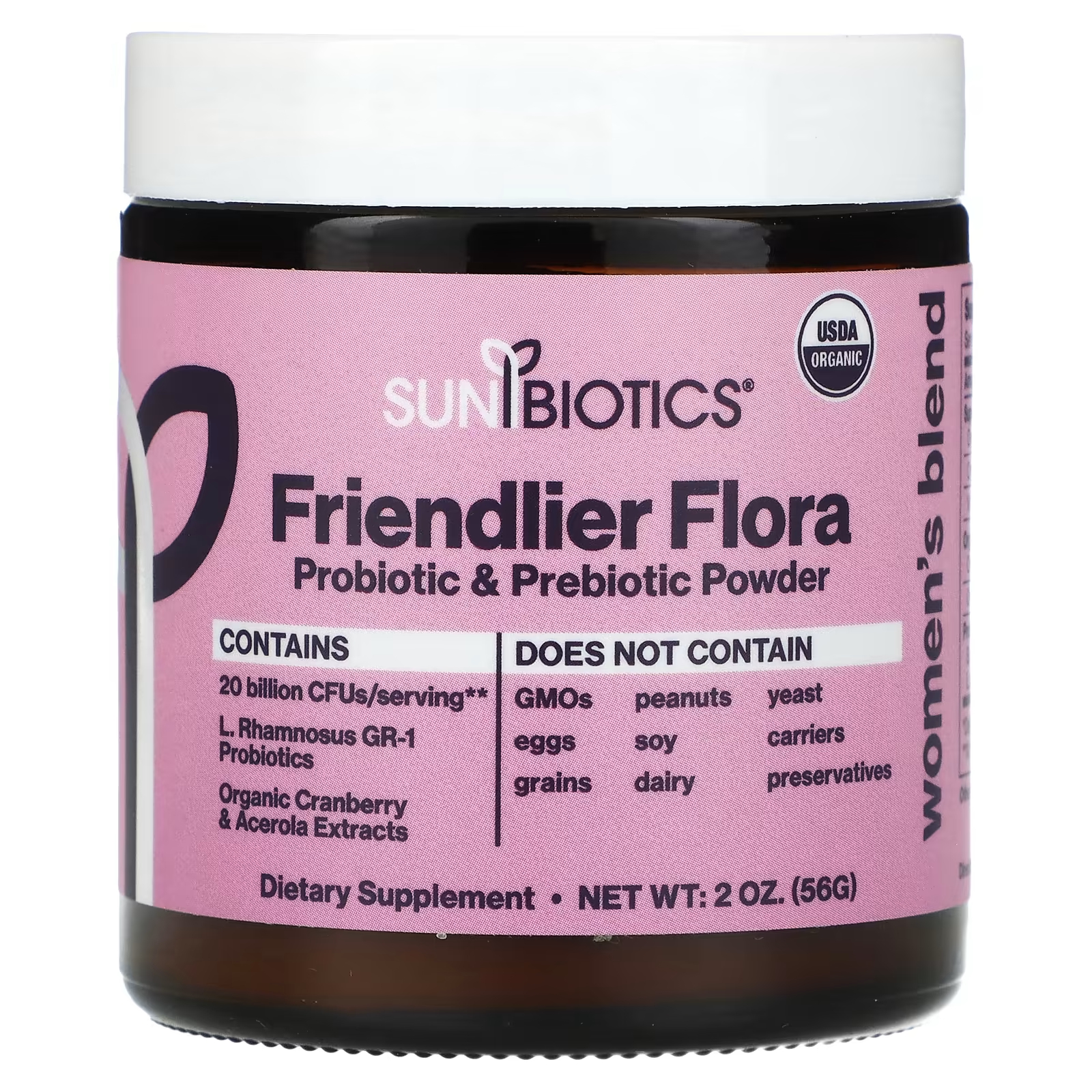 цена Пищевая добавка Sunbiotics Friendlier Flora женская смесь пробиотик и пребиотик в порошке, 56г