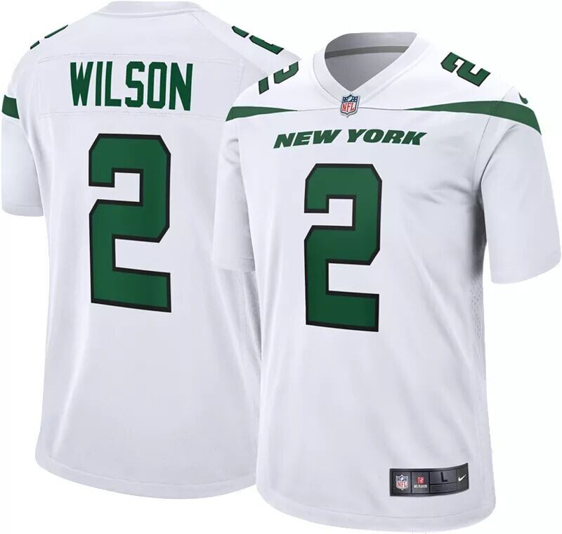 

Мужское белое игровое джерси Nike New York Jets Zach Wilson #2