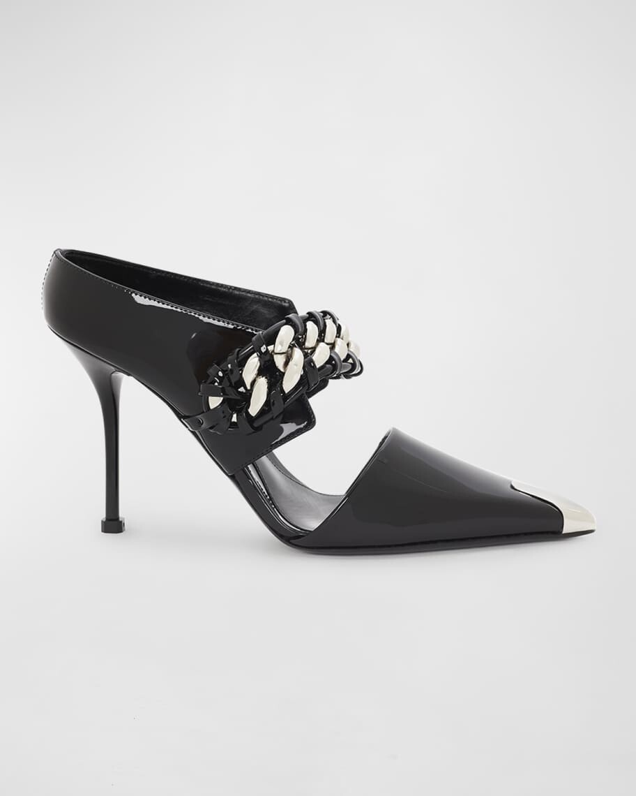 

Туфли-мюли с лакированной цепочкой в ​​стиле панк Alexander McQueen
