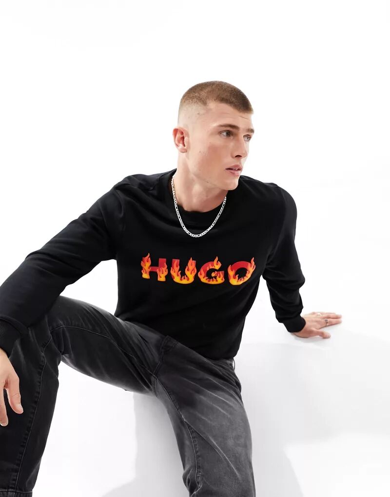 

Черная толстовка с логотипом HUGO Ditmo Hugo Red