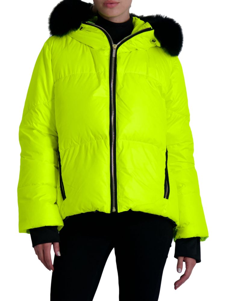 Пуховик Aprés-Ski Toscana с отделкой из овчины Mtl By Gorski, цвет Neon Yellow ножки цвет и стиль нова 70 new mtl