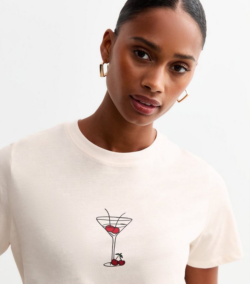 

Off-White Хлопковая футболка Cherry Martini New Look, белый