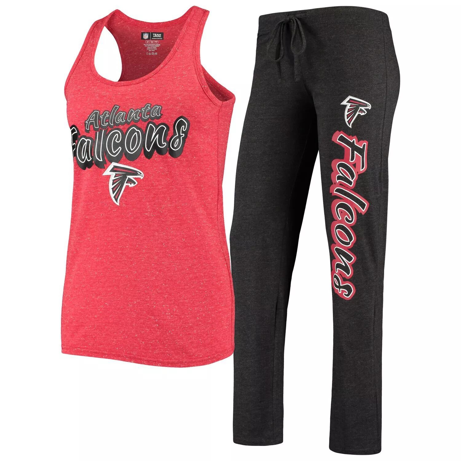 

Женские спортивные черные/красные брюки Atlanta Falcons Satellite Slub, комплект для сна и майка Concepts