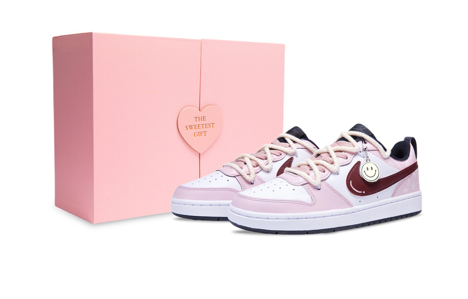 

Кроссовки Nike Court Borough Skateboarding Shoes Women's Low-top Pink/white, белый