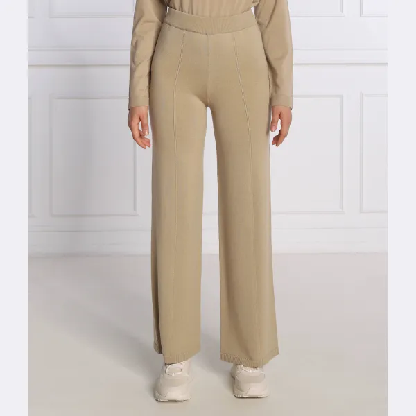 

Брюки свободного кроя из шерсти регтайма Max Mara, бежевый