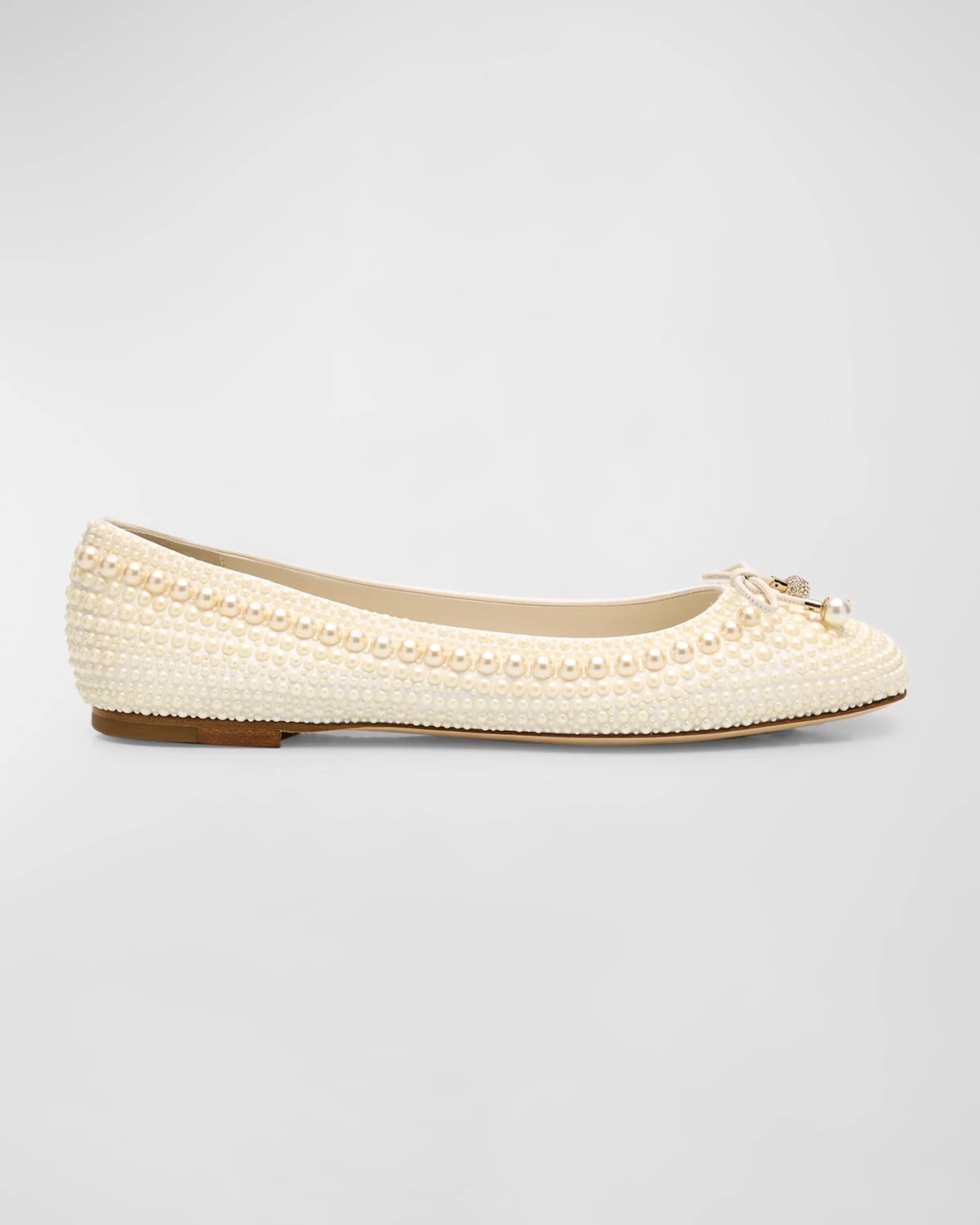 

Балетки Elme с жемчужными заклепками и бантом Jimmy Choo, цвет White