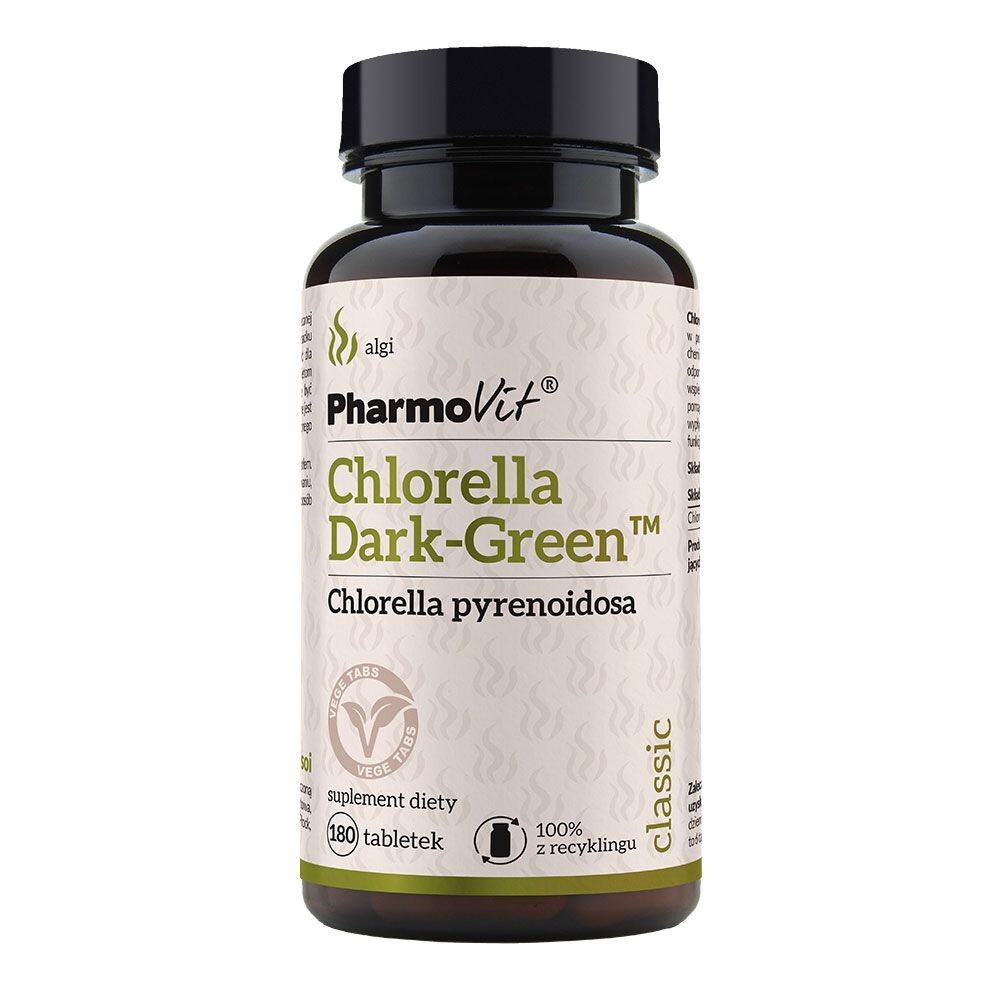 Препарат для очищения организма Pharmovit Chlorella Dark-Green, 180 шт препарат способствующий выведению воды из организма pharmovit water control na nadmiar wody 60 шт