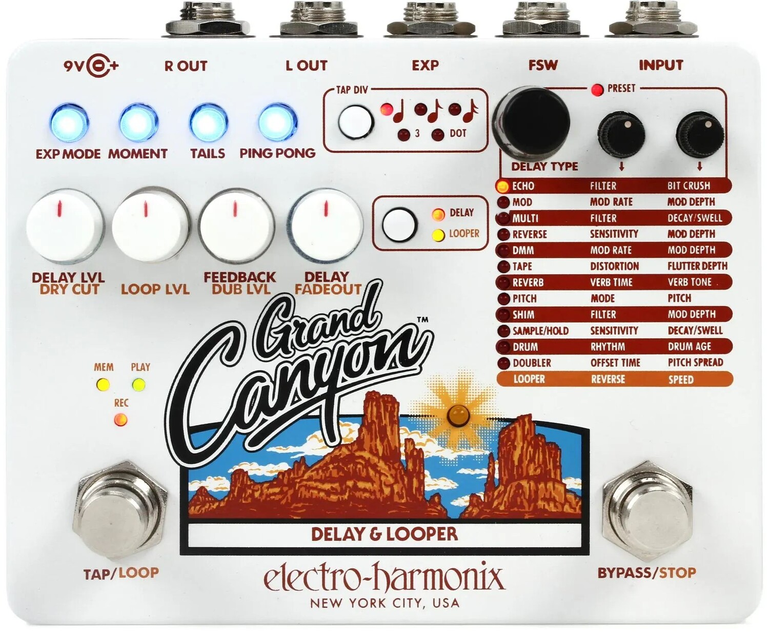 

Electro-Harmonix Grand Canyon Delay и педаль лупера