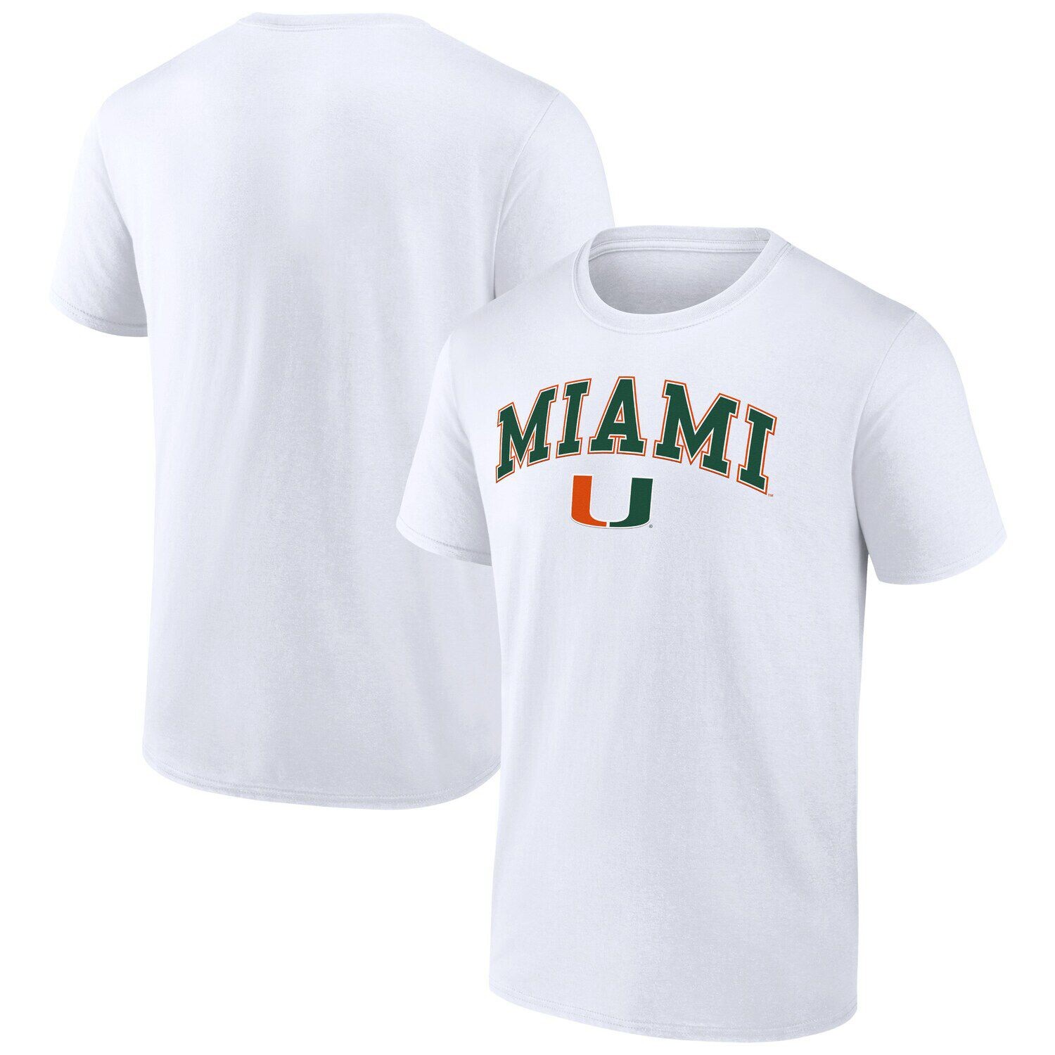 

Мужская белая футболка с логотипом Miami Hurricanes Campus Fanatics, Белый