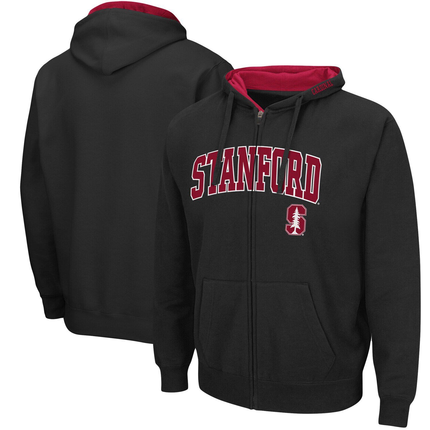 

Мужская черная толстовка с молнией во всю длину Stanford Cardinal Arch & Logo 3.0 Colosseum, Черный
