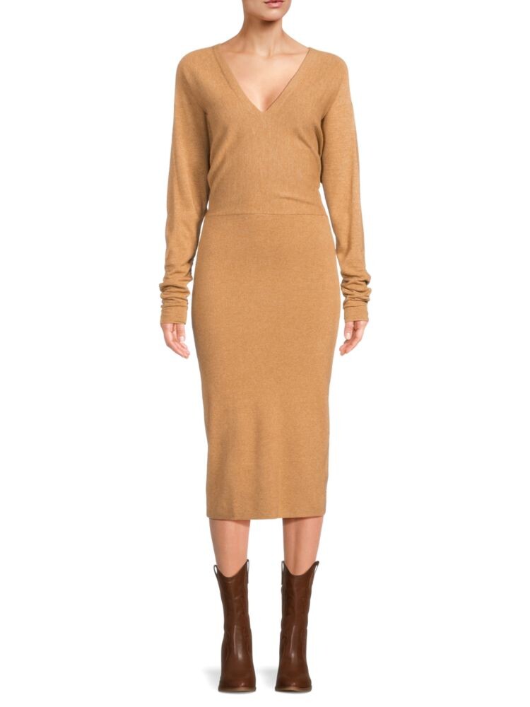 

Платье миди Jenna из смесовой шерсти Reiss, цвет Camel