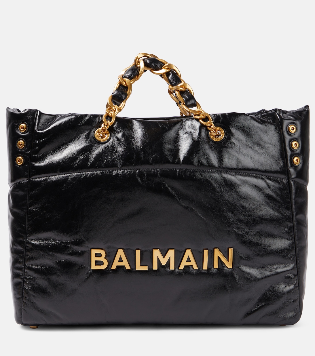 Мягкая кожаная сумка-тоут 1945-го года Balmain, черный