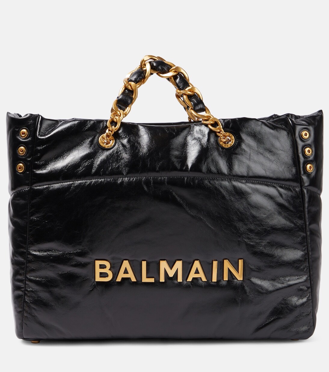 

Мягкая кожаная сумка-тоут 1945-го года Balmain, черный