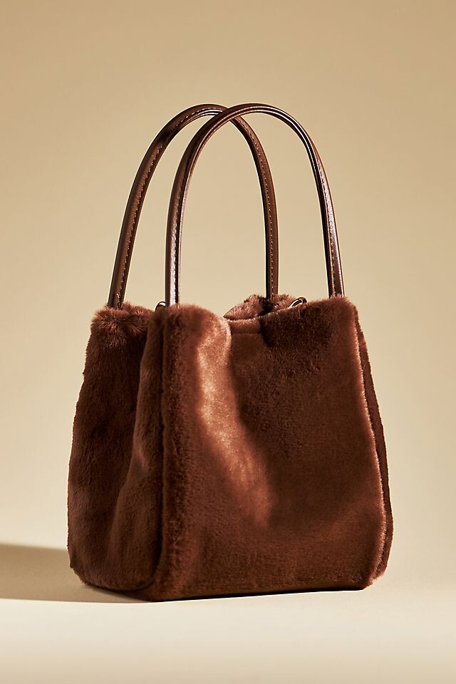 

Сумка-тоут Anthropologie Hollace миниатюрная из искусственного меха, коричневый