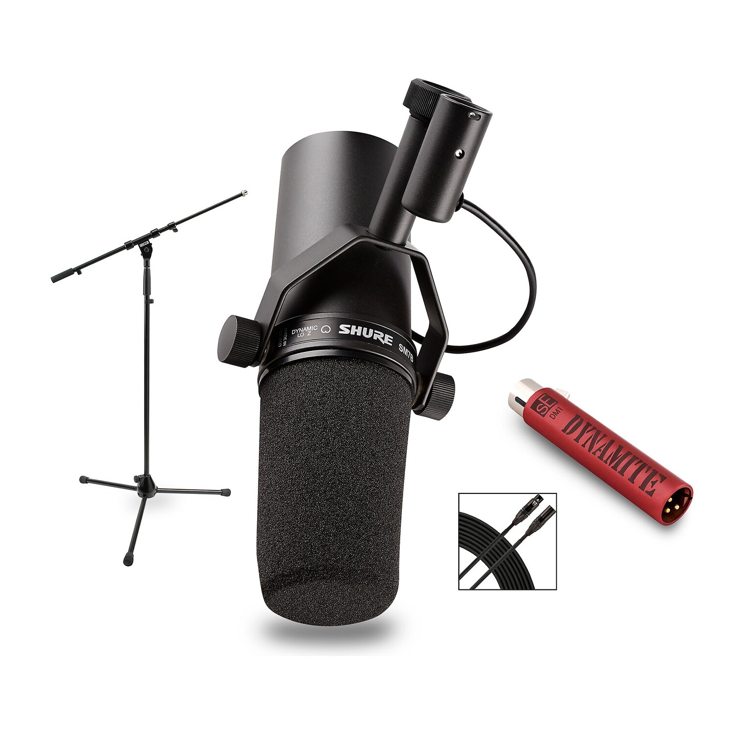 

Shure SM7B с линейным предусилителем sE DM1 Dynamite Active и аксессуарами