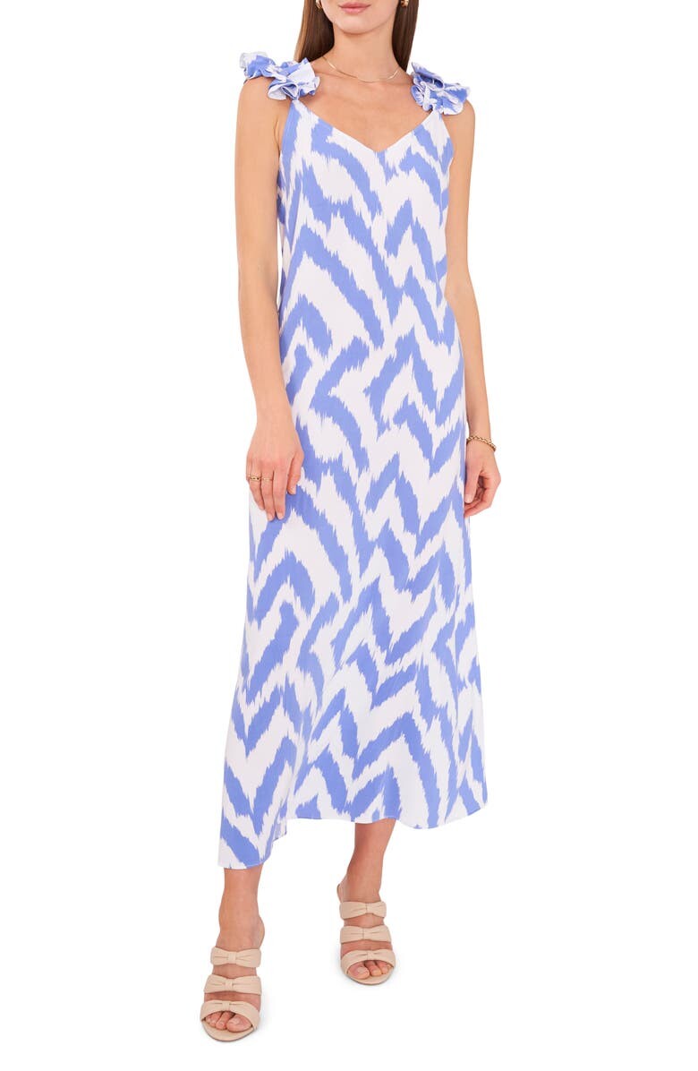 

Платье Ikat с рюшами на бретелях VINCE CAMUTO, синий