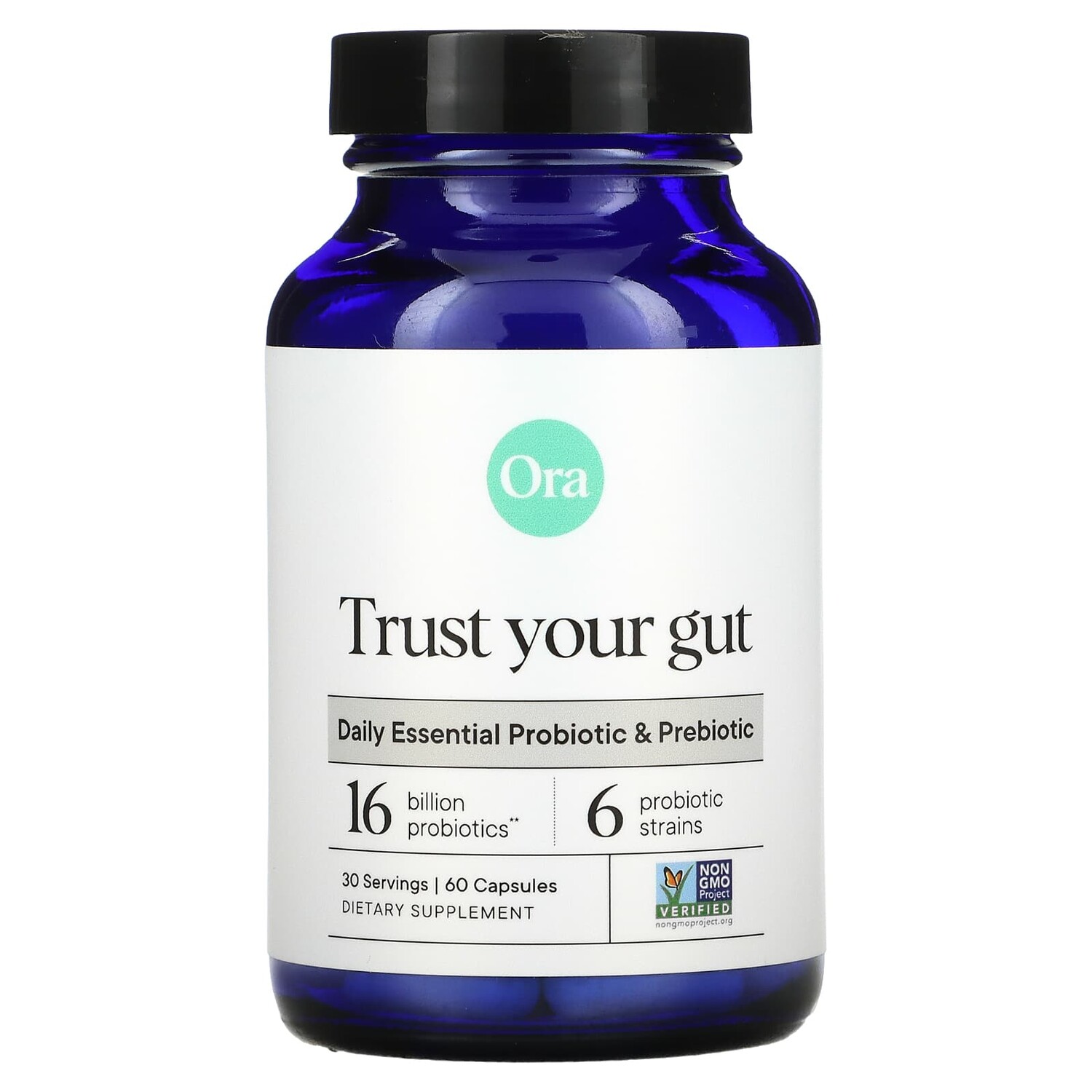 

Trust Your Gut, незаменимые пробиотики и пребиотики для ежедневного применения, 16 млрд, 60 капсул, Ora