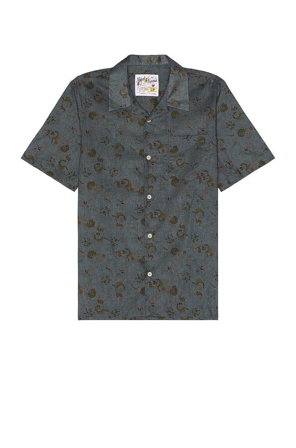 

Рубашка Naked & Famous Denim Flora Sketches Aloha, цвет Grey Blue