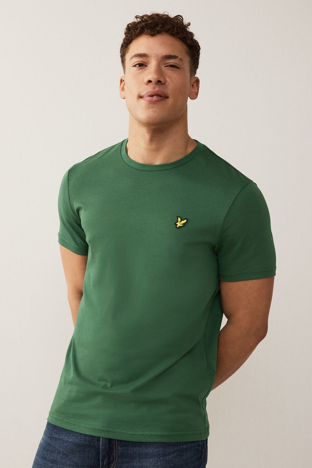 

Вязаная футболка с круглым вырезом английская зеленая Lyle & Scott, зеленый