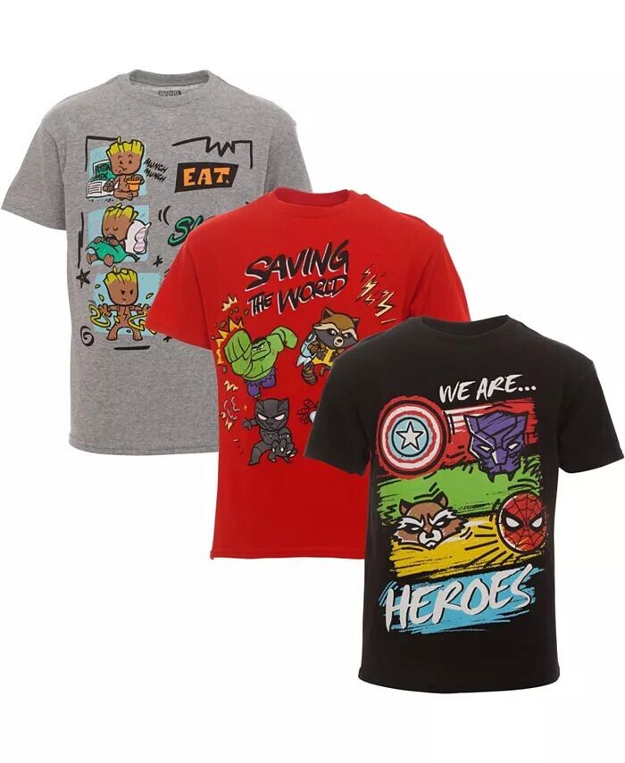 

Комплект из 3 футболок Big Boys Avengers, Spider-Man Spider-Verse Spidey and His Amazing Friends для детей (2T - 18-20) Marvel, мультиколор