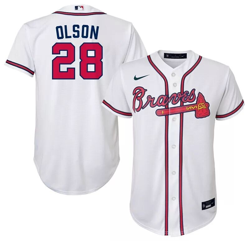 

Джерси Nike Youth Atlanta Braves Matt Olson #28 White Home Cool Base