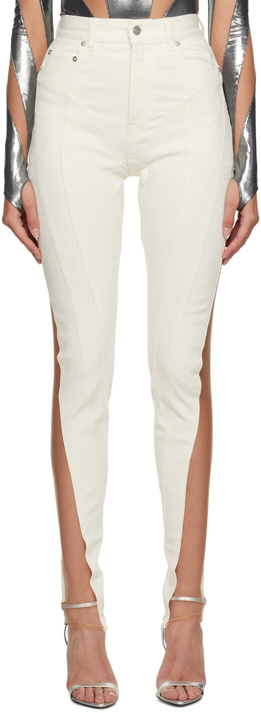 

Джинсы Mugler Off-White со вставками