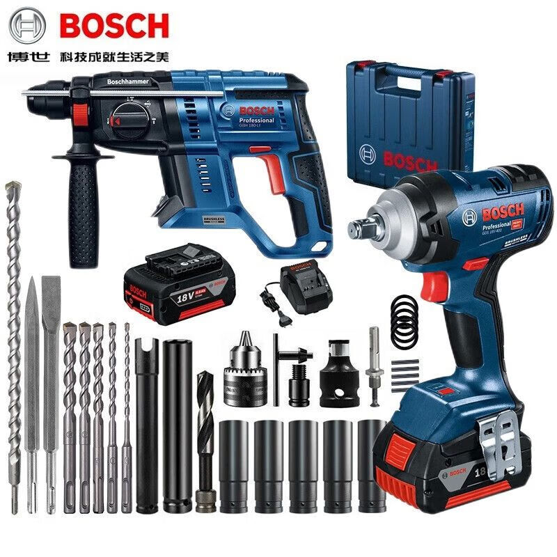 Угловая шлифовальная машина Bosch DS18V-400 + электрический перфоратор