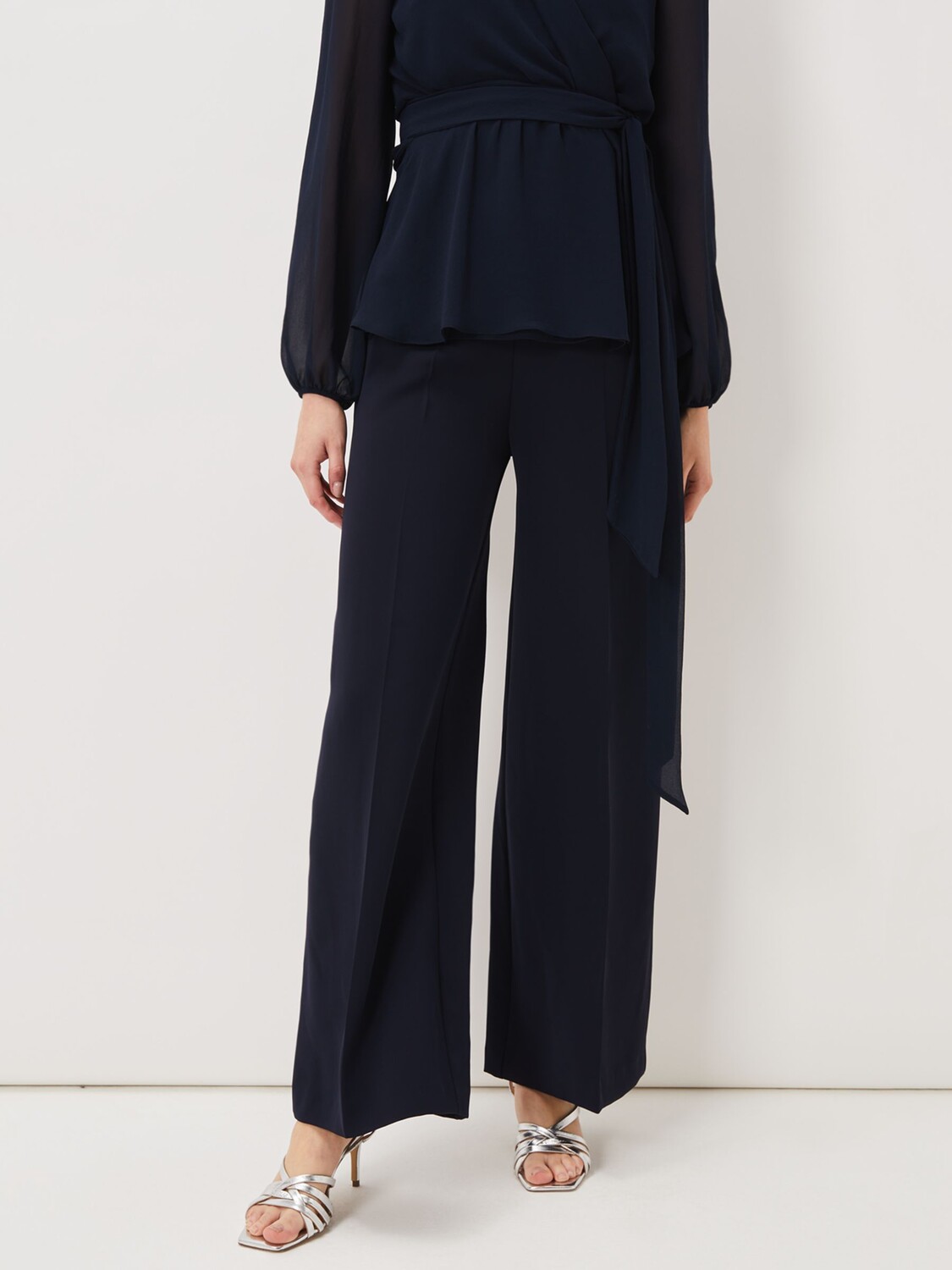 

Широкие брюки Phase Eight Florentine Co-Ord, темно-синие, Синий