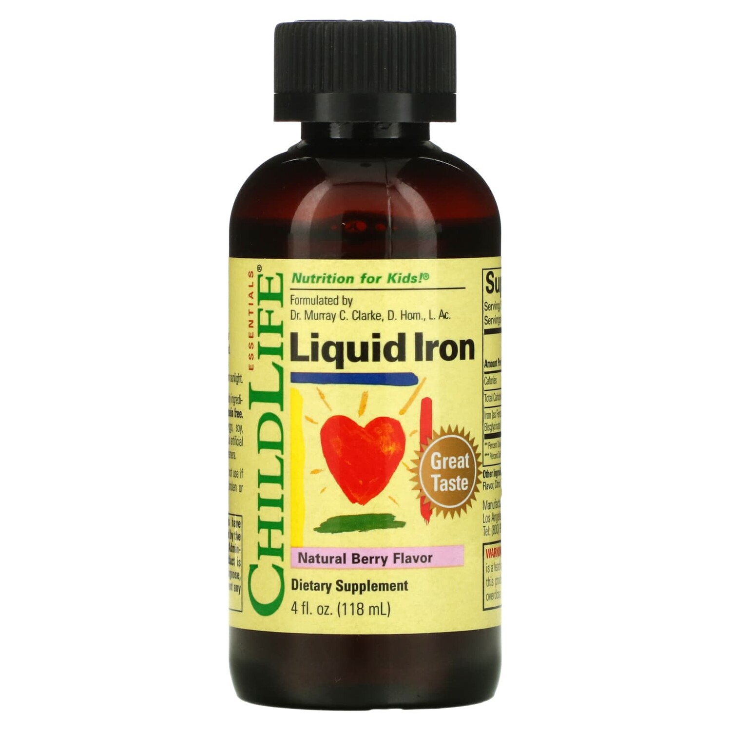 

Liquid Iron, с натуральным ягодным вкусом, 118 мл (4 жидк. унции), ChildLife Essentials