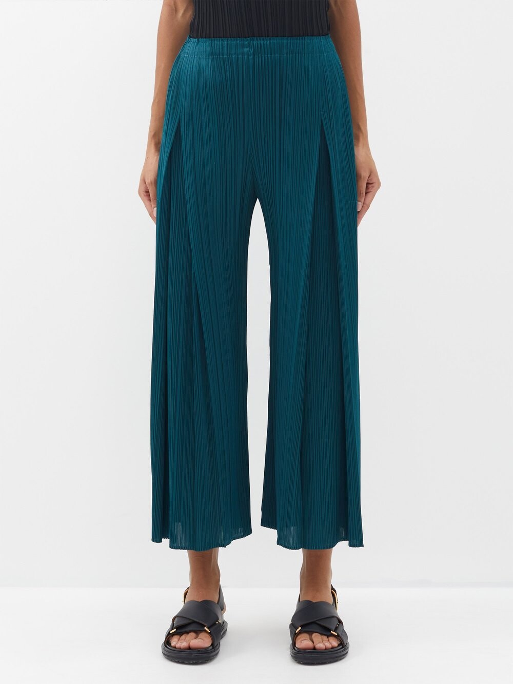 

Укороченные брюки со складками. Pleats Please Issey Miyake, зеленый
